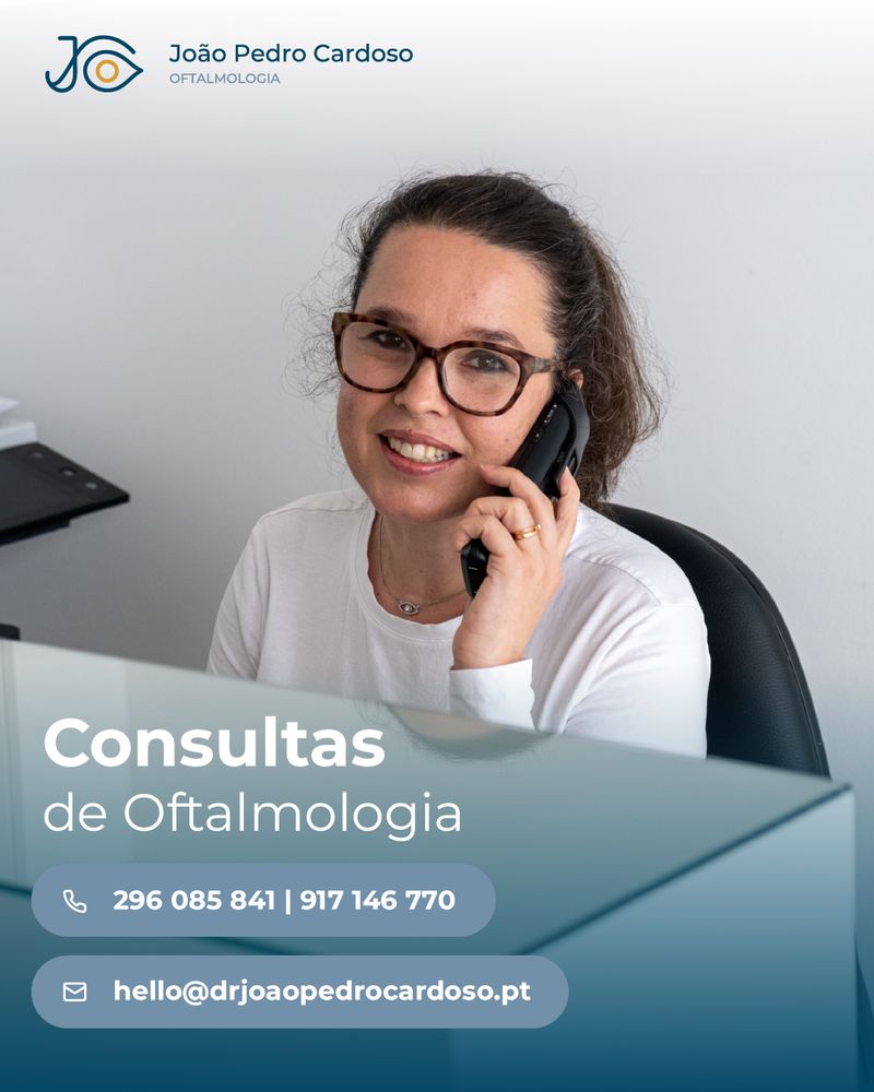 Publicação institucional com os contactos para marcação de consultas de oftalmologia